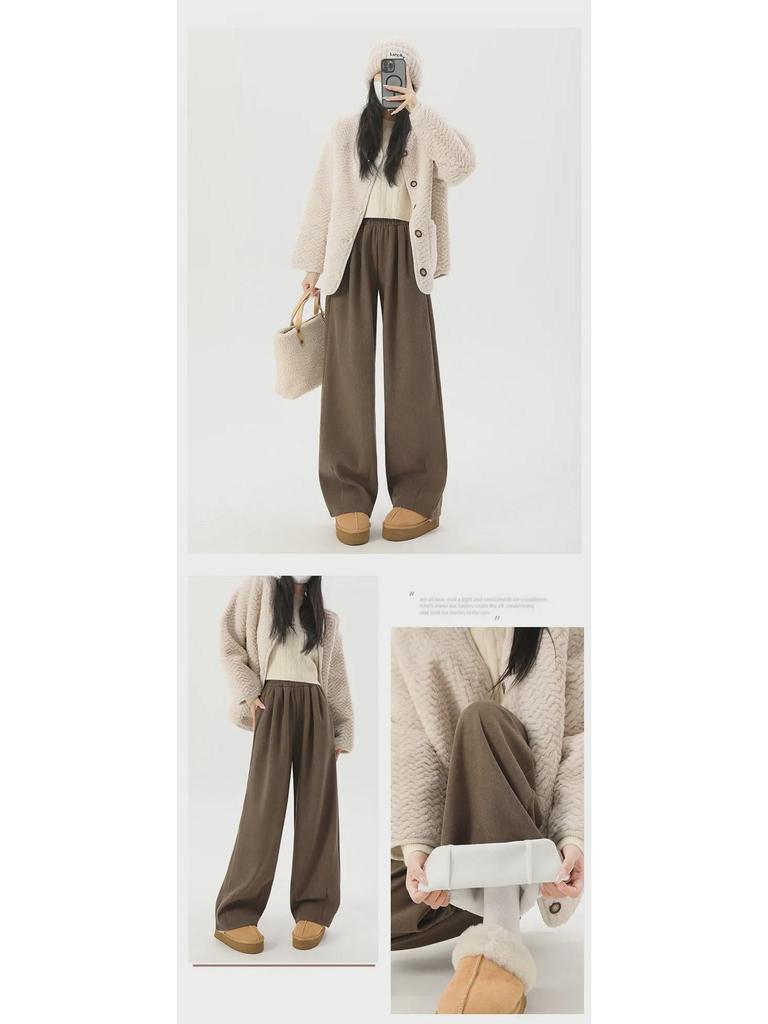 Maillard Women's Wide-Leg Velvet Corduroy Pants for Autumn/Winter 2025 - New Loose Slim Fit by Yamamoto