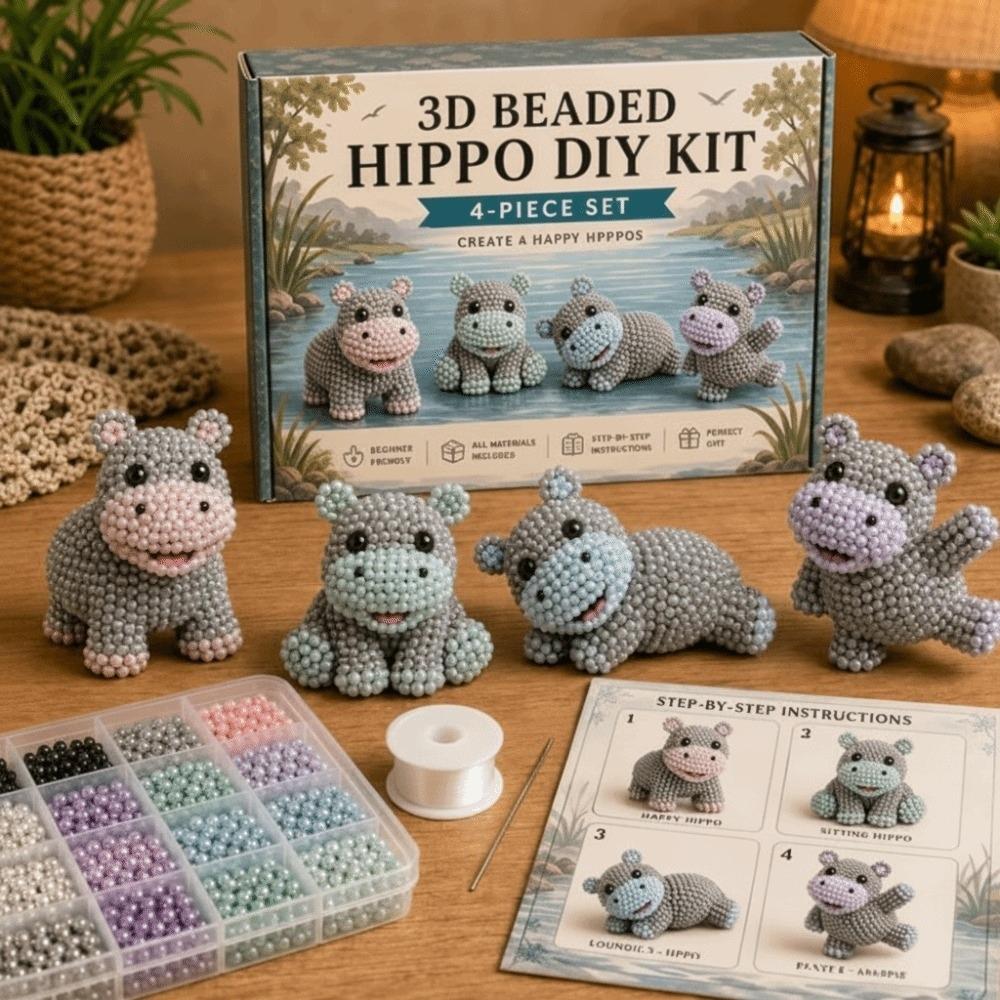 Tiny Beads 3D Beaded Animal Kit Cute Design Creative Craft Handmade Bead Art Kit Animal Shape Bead Weaving Kit Gift Giving