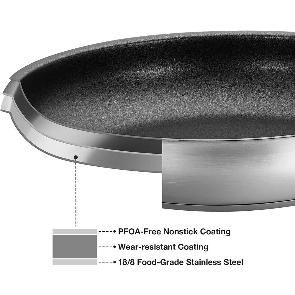 CSK Stainless Steel Pan 10/12 Inch Non-toxic Frying Pan with Nonstick Coating Steel Skillet Induction Compatible Oven Safe