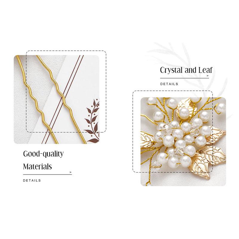 European Bridal Headdress: Handmade Leaf Hairpin Set (3 Pieces) for Updo Accessories