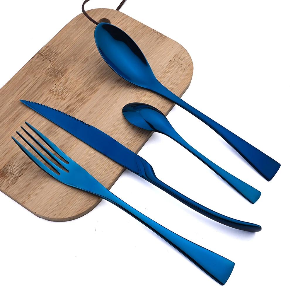 4pcs Luxury Golden Flatware Set Upscale 304 Stainless Steel Cutlery Set Steak Knife Fork Spoon Flatware Party Kitchen Tableware