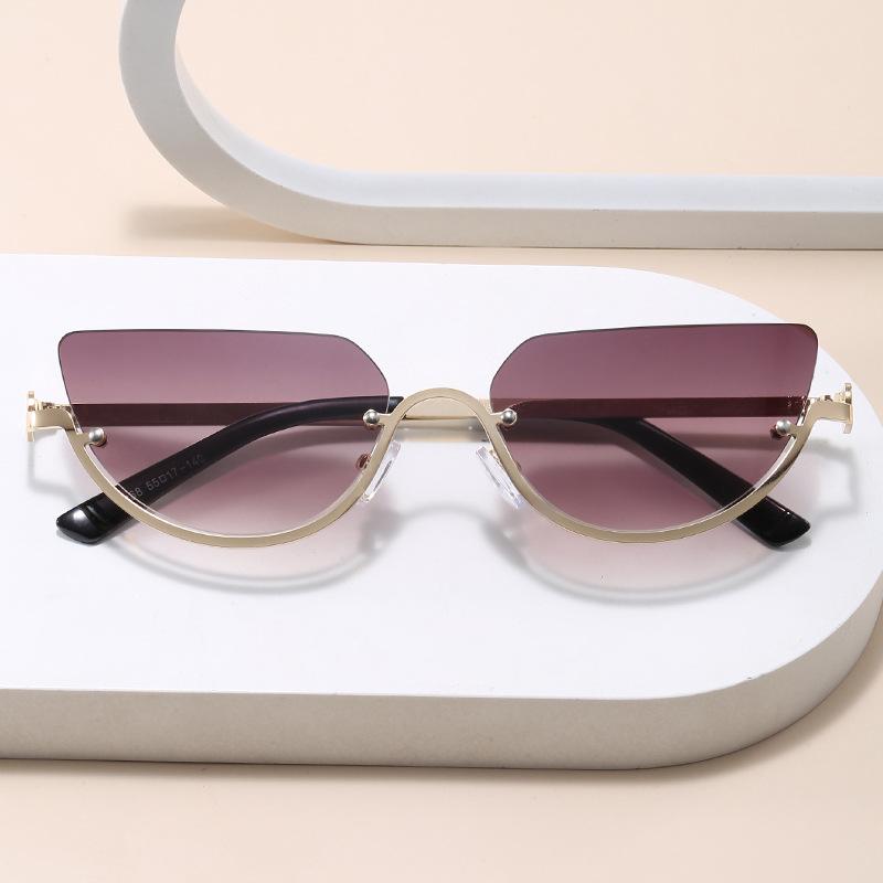 European American Style Women'S Sunglasses Cat Eye Shape Semi-Rimless Sun Glasses Men Driving Hiking Women Sunglass