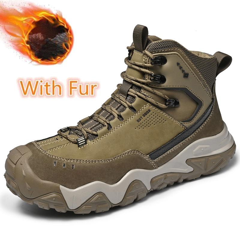 Comfy Leather Men's High Top Shoes Fashion Men Ankle Boots New Design Outdoor Hiking Boots Non-Slip Male Casual Shoes Sneakers