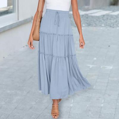 Stilvoller einfarbiger Freizeitkleidungs-eleganter lockerer Damen-Sommer-Maxirock für den Urlaub am Strand