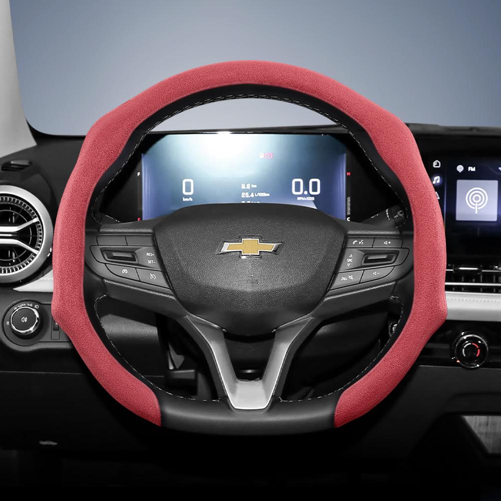 Suitable for Chevrolet Premium Suede Snap-On Steering Wheel Cover, Non-Slip and Durable, Round and D-Shaped Steering Wheel Available Cruze Spark Capti