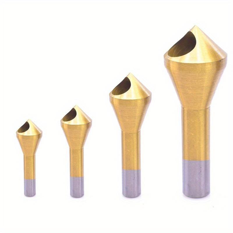 4Pcs Metal Drill Bit HSS Titanium Coated Countersink and Deburring Tool Set