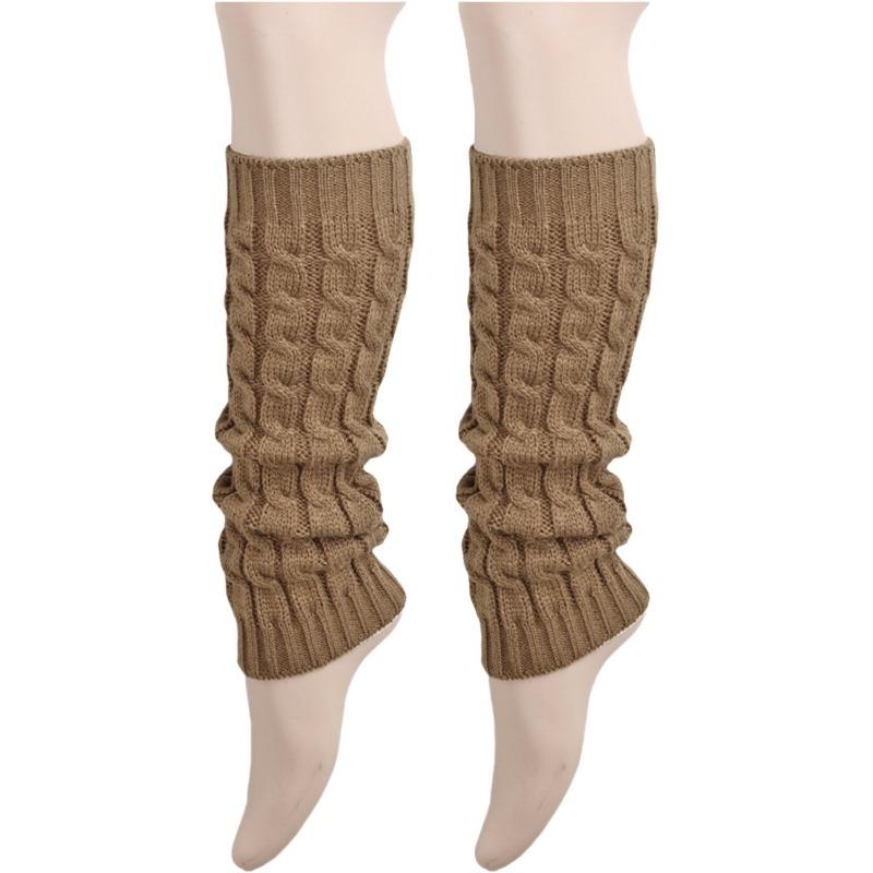 New JK Lolita Y2k Solid Color Leg Warmers Women Hollowed Out Foot Heel Warm Knitted Knee High Socks Legging Gaiters Cover