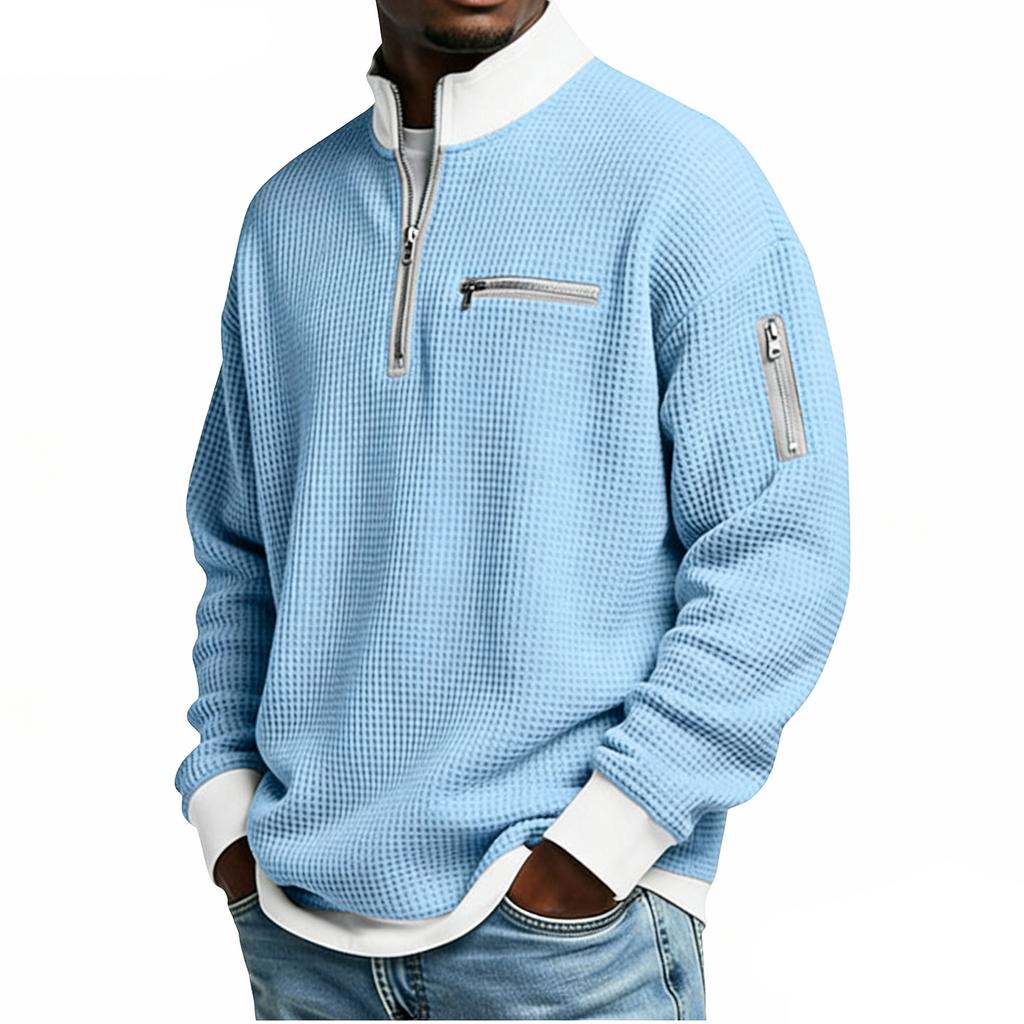 Men Half Zip Casual Mockneck Loose Sweatshirts Long Sleeve Spring Quick Dry Tees Hiking Sports Tops
