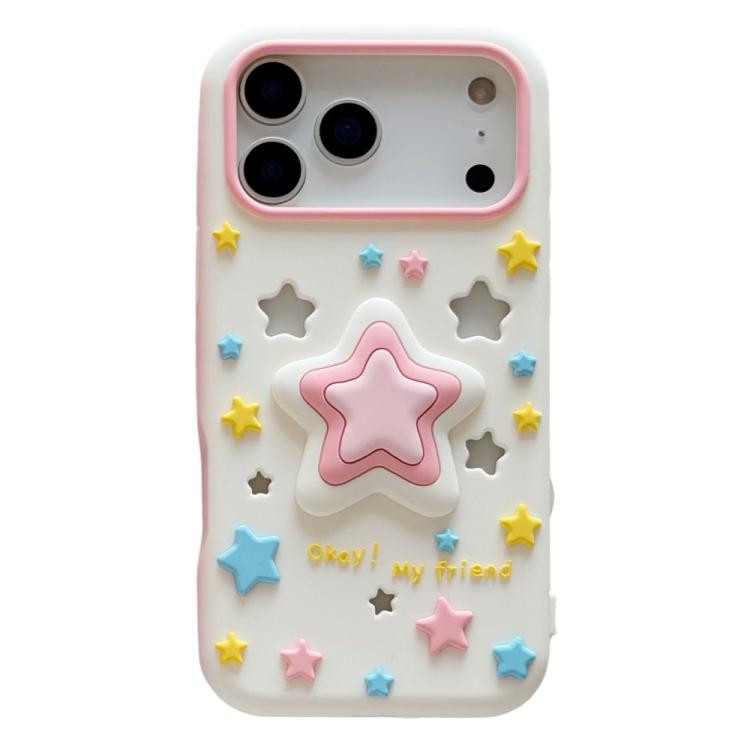 Hollow Pressable Star Silicone Phone Case, Stress Relief 3D Star Shockproof Anti-Scratch Protective Cover For iPhone 18 Pro Max / 17 Pro Max
