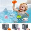 Kids Pool Diving Toys Fun Pond Game Weighted Bottom Dive Cage with Floating Sea Animals Pool Bath Toy Set for Swimming Outdoor Water Play Summer Gifts