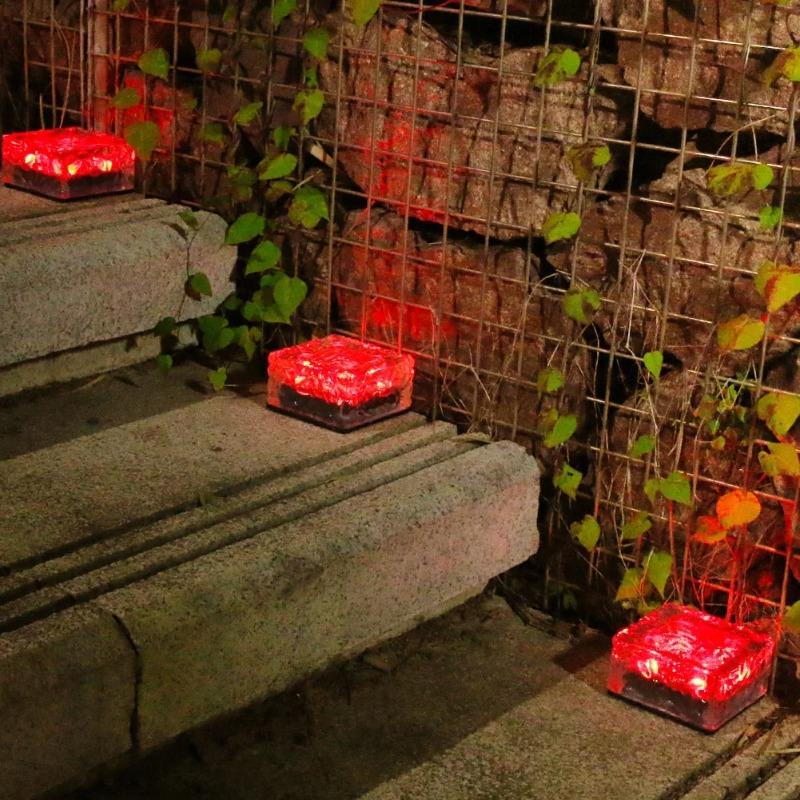 LED Solar Garden Light Brick Ice Cube Solar Lawn Lights Outdoor Christmas Decoration Lamp for Stair Pathway Driveway Landscape Yard Patio