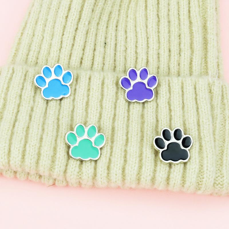 Animal Muticolor Cat Dog Paw Enamel Pin Brooch Cartoons Badge For Bags Jeans Hoodies Denim Lapel Pin Jewelry Kids Best Gift