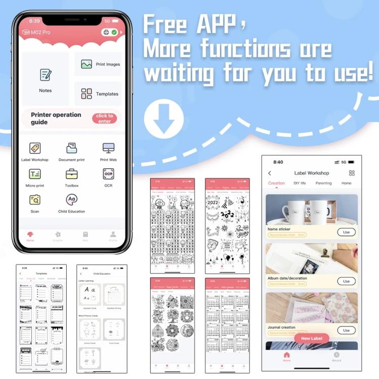 Phomemo M02 PRO Cep Mini Küçük Taşınabilir Bluetooth Yanlış Termal Etiket Yazıcısı