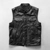Casual Harley Vest Son of Chaos Leather Locomotive Vest Men's and Women's Fattened Plus Size Tip Pocket Cowhide Vest