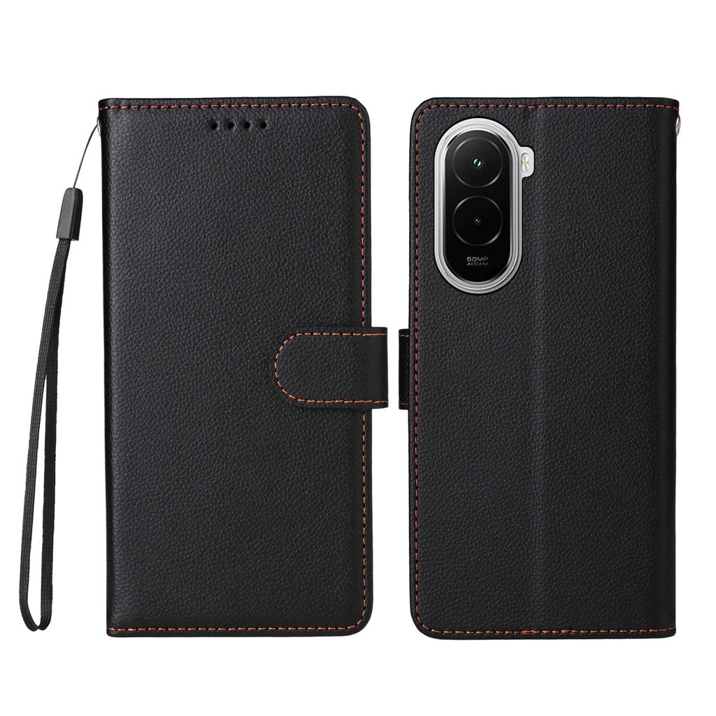 For Xiaomi Poco M7 4G (169mm) Case RFID Blocking 3 Card Slots PU Leather Phone Cover with Wrist Strap