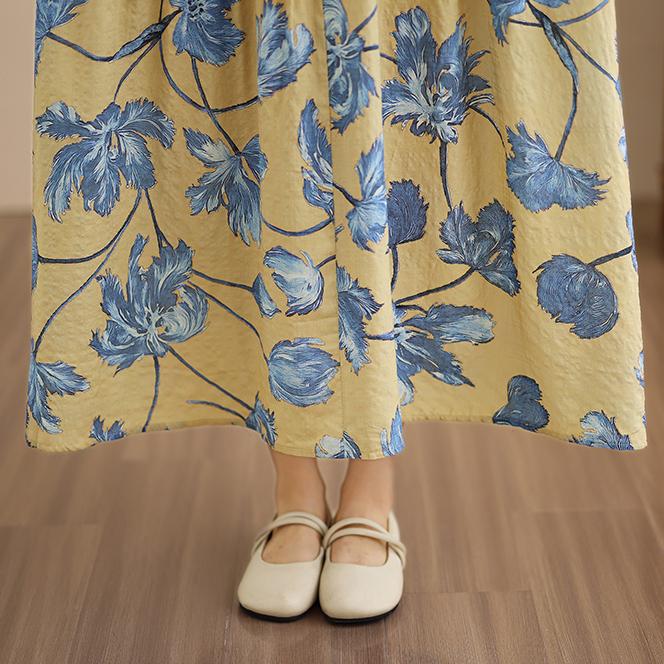 DIMANAF New 2026 Women Long Dress Plus Size Spring Summer Vintage Loose Oversize Long Sleeve Maxi Floral Print