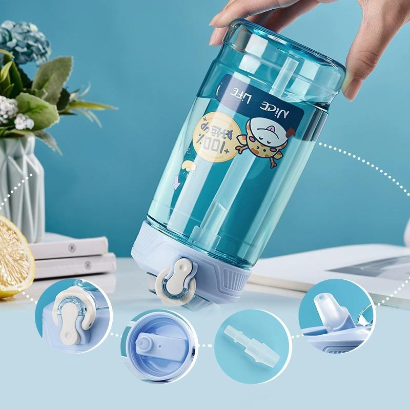 550ML Dinosaur Plastic Cup Cartoon Children Water Bottles With Straw Student Kids Water Cup Lightweight To Carry Drinking Bottle Drinkware