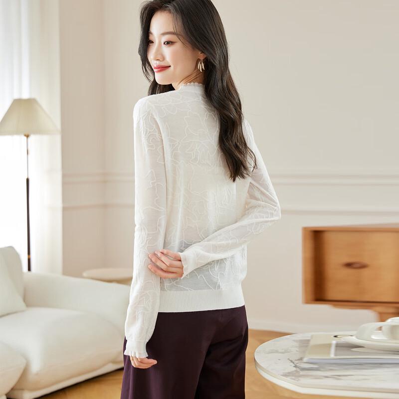 Srcr Women's Lace Trim Wool Blend Knit Sweater