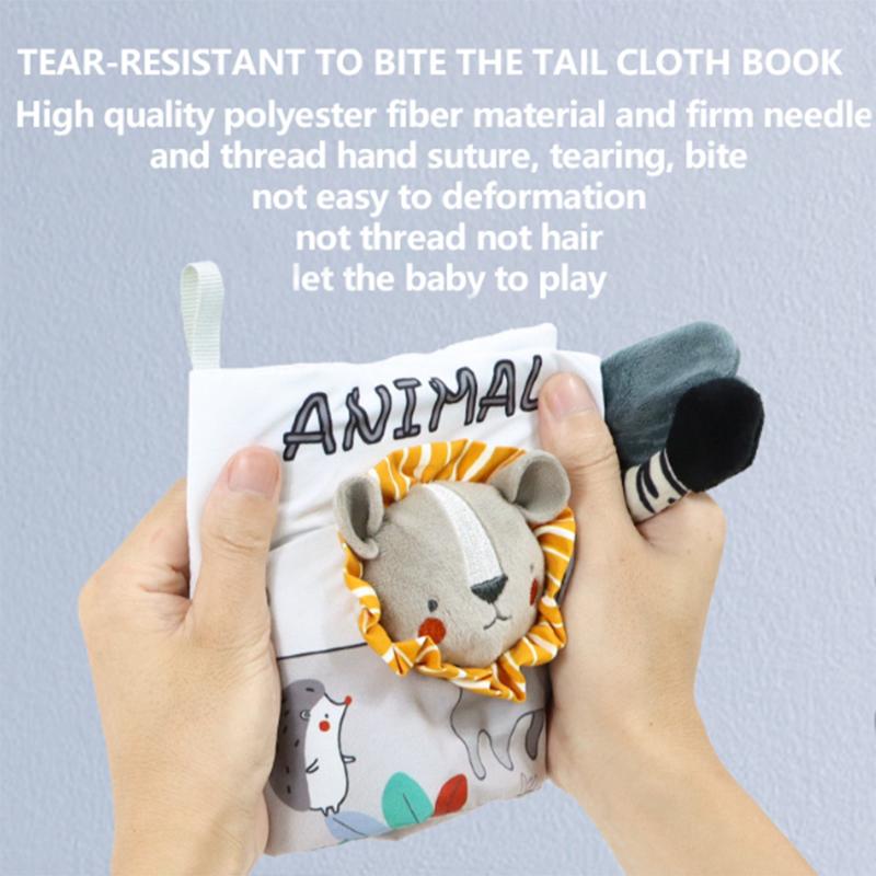 Cartoon Visual Gray White Tail Cloth Book Baby Early Education Three-dimensional Cognitive Puzzle Toy
