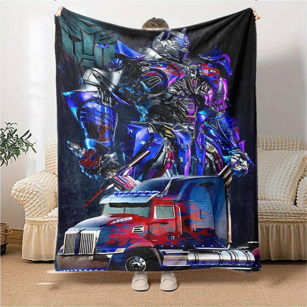 1Pc Transformers Optimus Prime Statue Blanket For Couch Bed Plush Cozy Fuzzy Blanket Super Soft Warm Blankets For Fall And Winter 091882