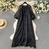 Dress Retro Exquisite Hollow-out Crochet Loose Lace