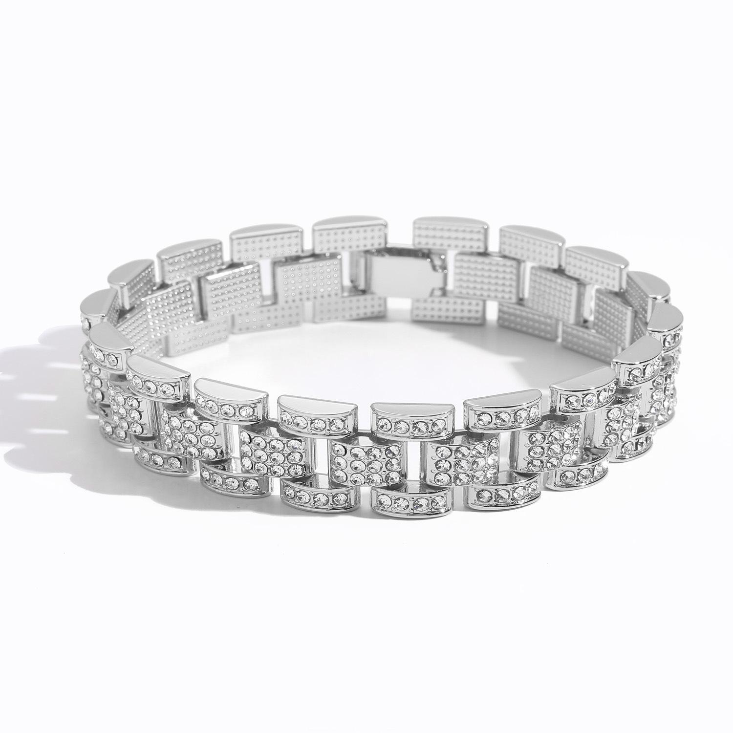 

Браслет 16 мм бриллиантовый хип-хоп браслет мужской трендовый браслет панк браслет 7 inch