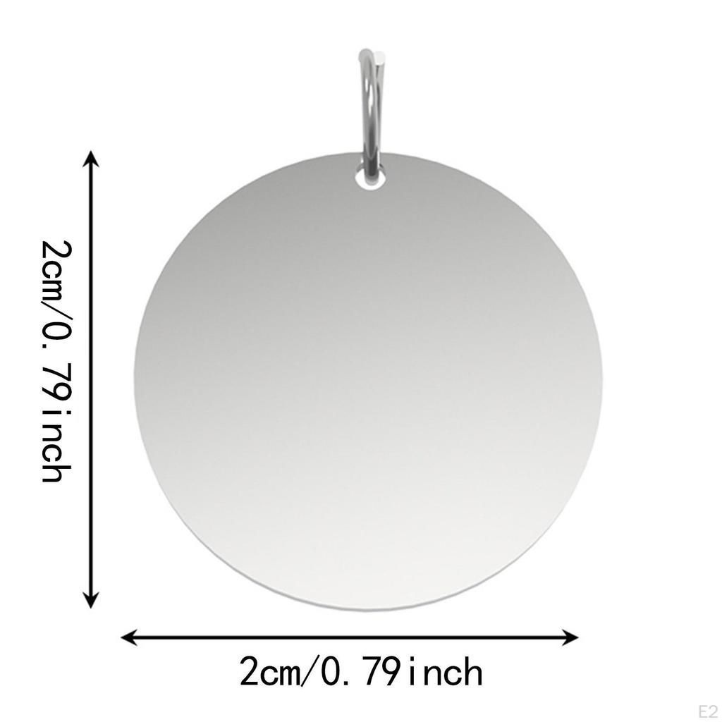 5Pcs Stainless Steel Round Blank Tags with Hole,Hanging Split Rings,2cm Engraving Discs for
