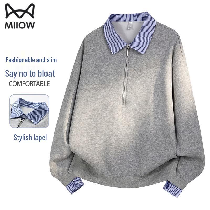 MiiOW Men s Polo Collar Sweatshirt 2XL