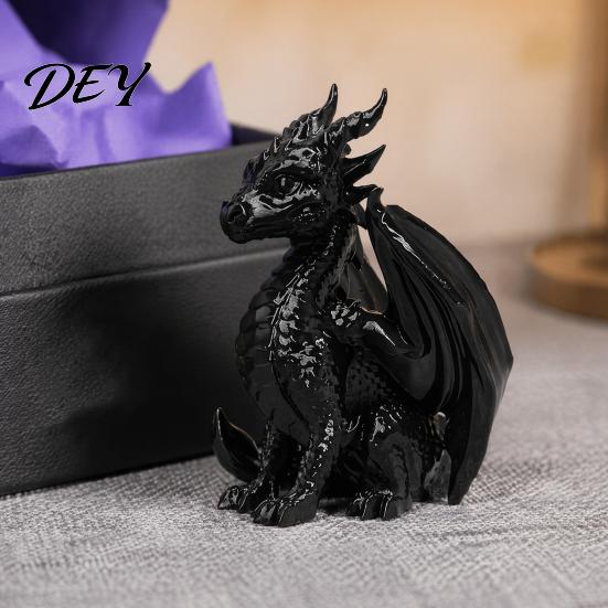 Décor de Créature Fantastique Réaliste Statue de Dragon Imprimée en 3D, Figurine Ailée, Sculpture Ornementale Créative Mythique pour Bureau à Domicile