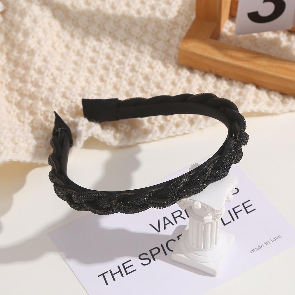 Thick Rhinestone Headband Shiny Twist Braid Hair Hoop Simple Women Hairband  Girl
