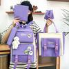 5pcs Primary School Five Piece Backpack Set High School Student Large Capacity Multifunctional Backpack Waterproof  Wear-resistant Canvas Leisure Bag