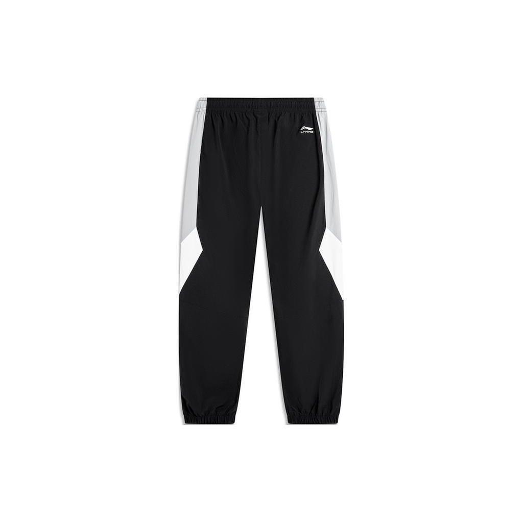 Li Ning Color Block Letter Mid Waist Tapered Knit Sports Pants Men Bottoms Black AYKU363-1