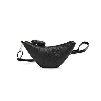 Niche Design Sheepskin Mini Croissant Retro Coin Purse with Exquisite Lanyard
