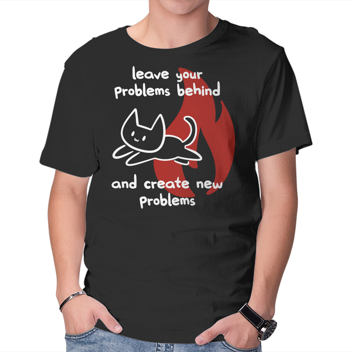 Unisex Crew Neck T-Shirt New Problems Graphic Short Sleeve Casual Tee XS