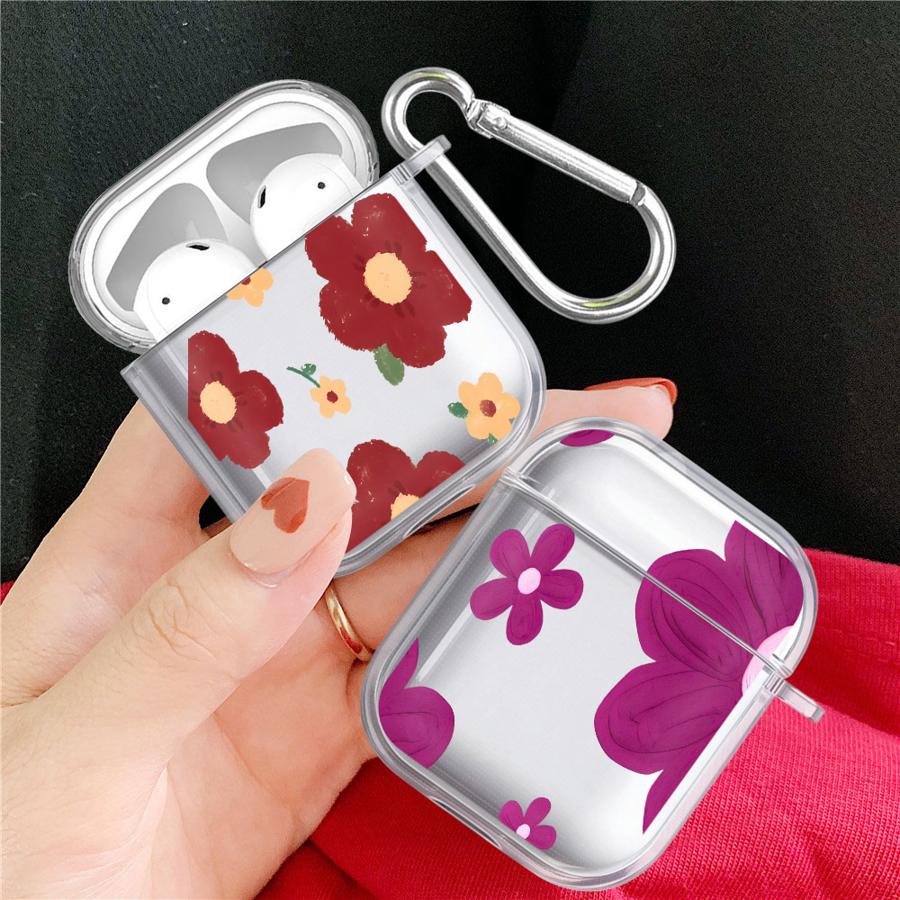 Clear Earphone Cases Cover Case For Airpods 4 Pro3 2 3 Pro 1 Pro2 Cartoon Flower