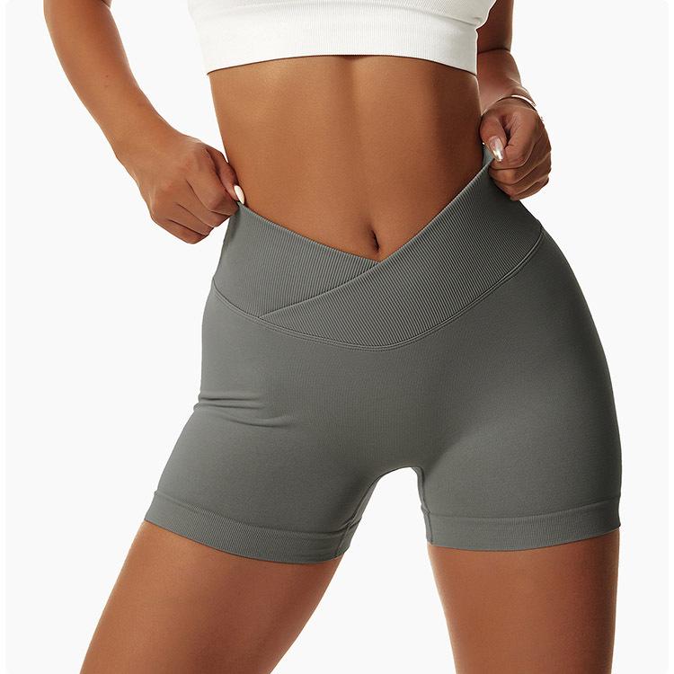 V-Waist Peach Hip Lifting Tight Shorts, High Waist Yoga Sports Shorts, Running Speed Drying Seamless Yoga Women'S Pants