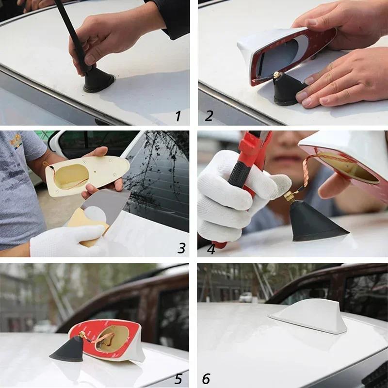 Cool Universal Car Shark Fin Antenna Cover Base Replacement Radio Signal Aerials Roof Exterior Accessories Decoration Car