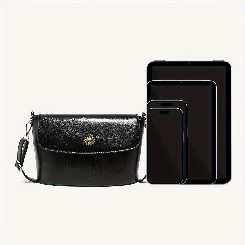 Retro Mini Torba Crossbody, Luksusowa Jednolita Kolorowa Torebka Wiadro, Damska Codzienna Torebka Z Klapką Na Ramię