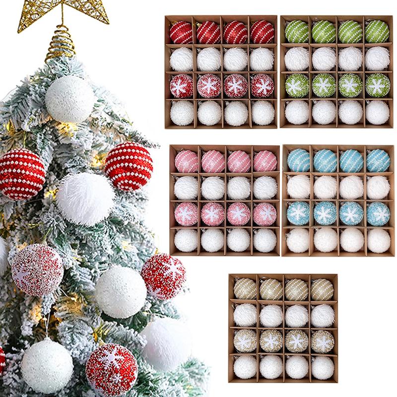 Ensemble de 16 Pièces d'Ornements de Noël Fabriqués à la Main Kit Décorations Festives pour Arbre Boule en Mousse de Noël Décorations de Fête Uniques Faites à la Main