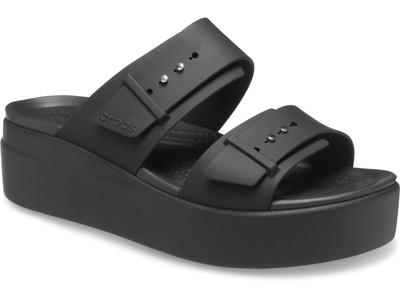 Sandały Crocs Brooklyn Niskie Koturny Czarne 24cm Damskie Damskie