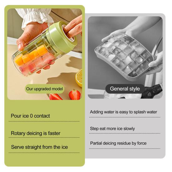 Ice Cube Tray 2-in-1 Large Capacity Twist & Release Ice Mold with Lid for Cocktails Drinks Easy Pop Out Ice Maker for Home Bars Outdoor