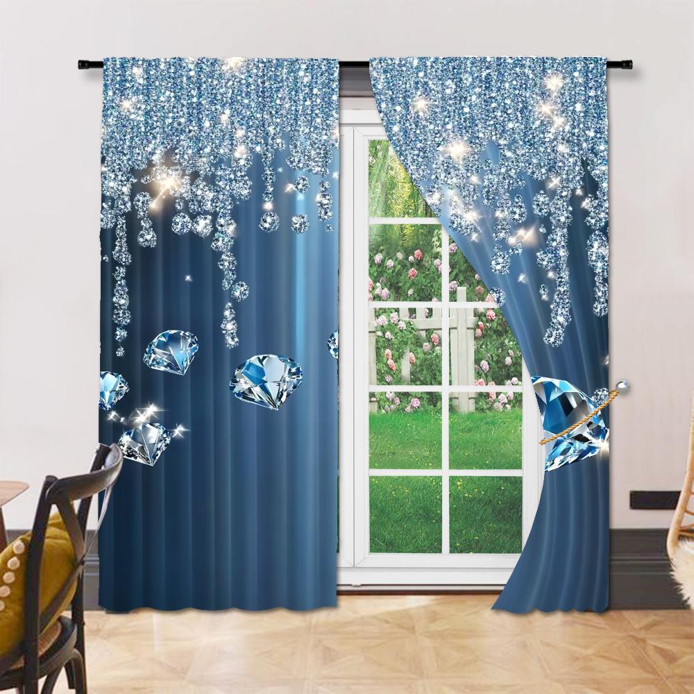 Set Of 2 Abstract Printed Window Curtain Bedroom Office Kitchen Living Room Study Rod Hole Treatment Polyester Ideal For Area