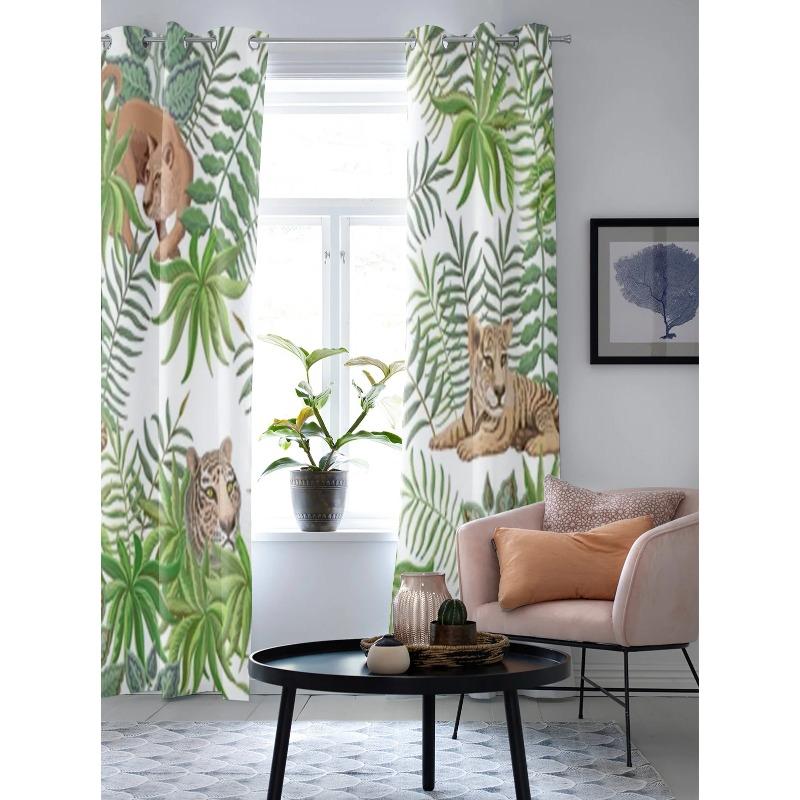 Safari Animals Lion And Tiger Window Curtain For Kids Room Home Blinds Curtains For Living Room Bedroom Window Drapes