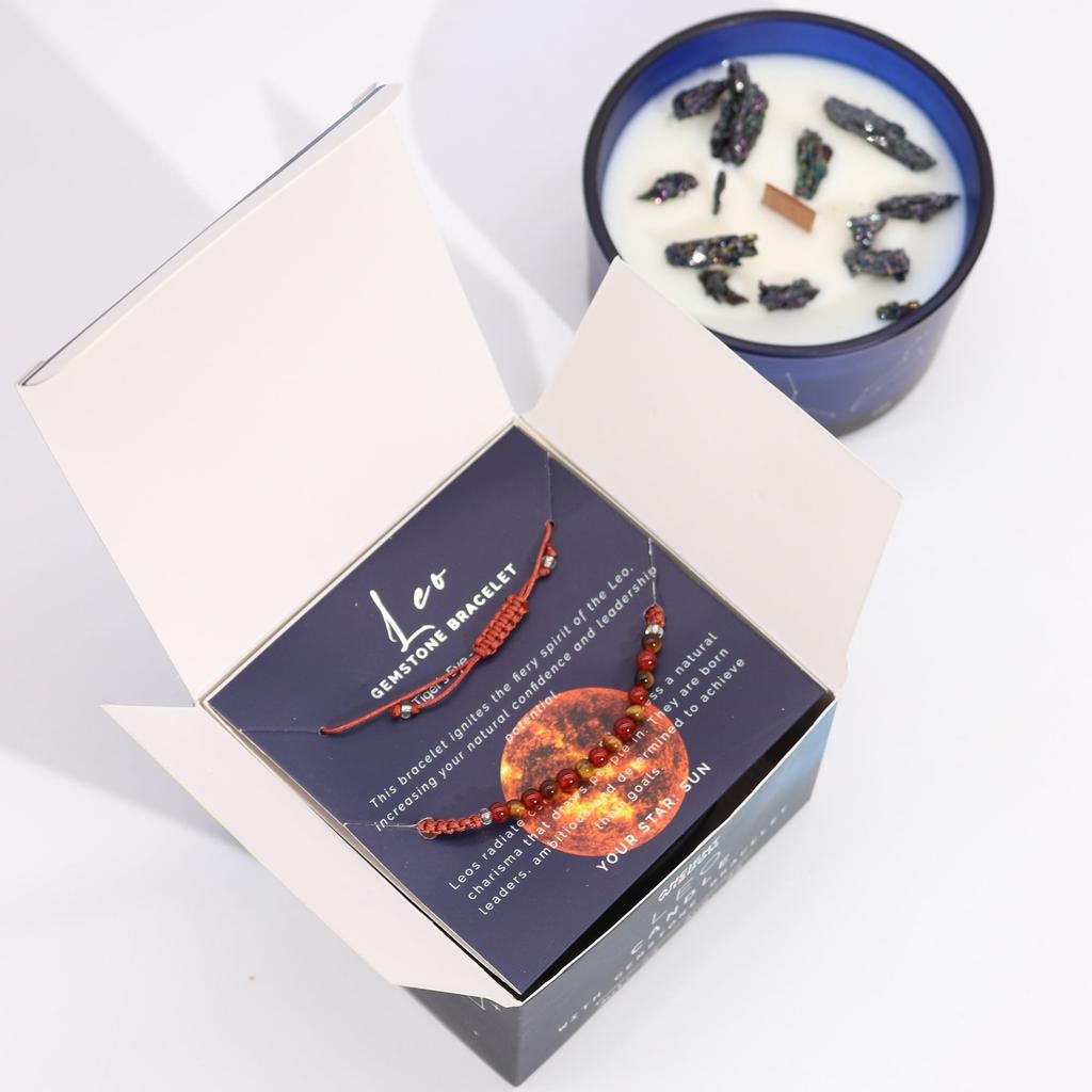Leo Zodiac Candle and Bracelet Set 2 Piece