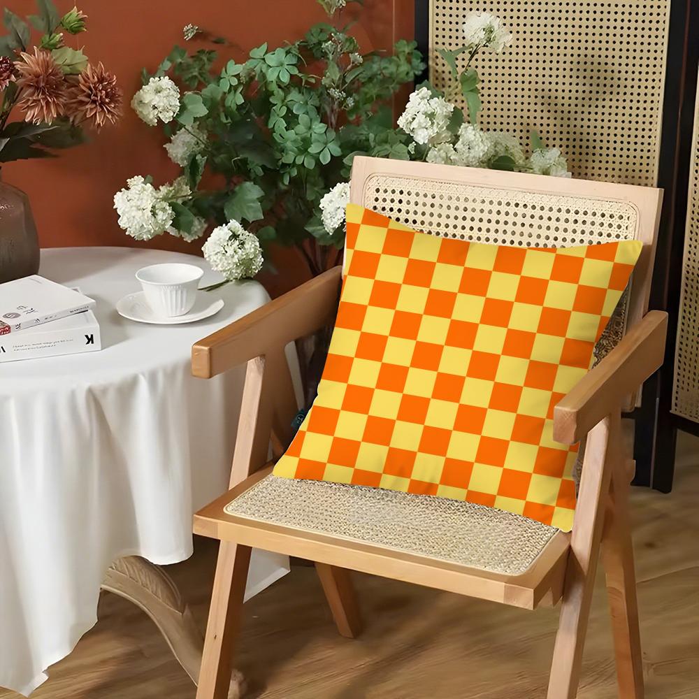 Fashion Checkerboard Plaid Cushion Cover Silky Short Plush Invisible Zipper Dustproof Sofa Pillow Case for Home Decor
