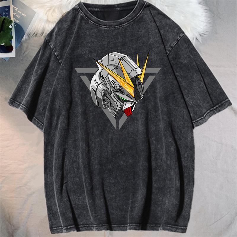 Anime GUNDAM Barbatos Graphic Printed Tshirt Mens and Womens Washed Tshirt High Quality Vintage Cotton Tshirt YK Top