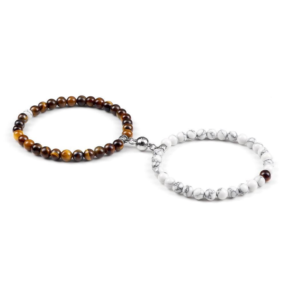 6mm Magnetic Couple Bracelets Set - Memorial Gift for Him & Her