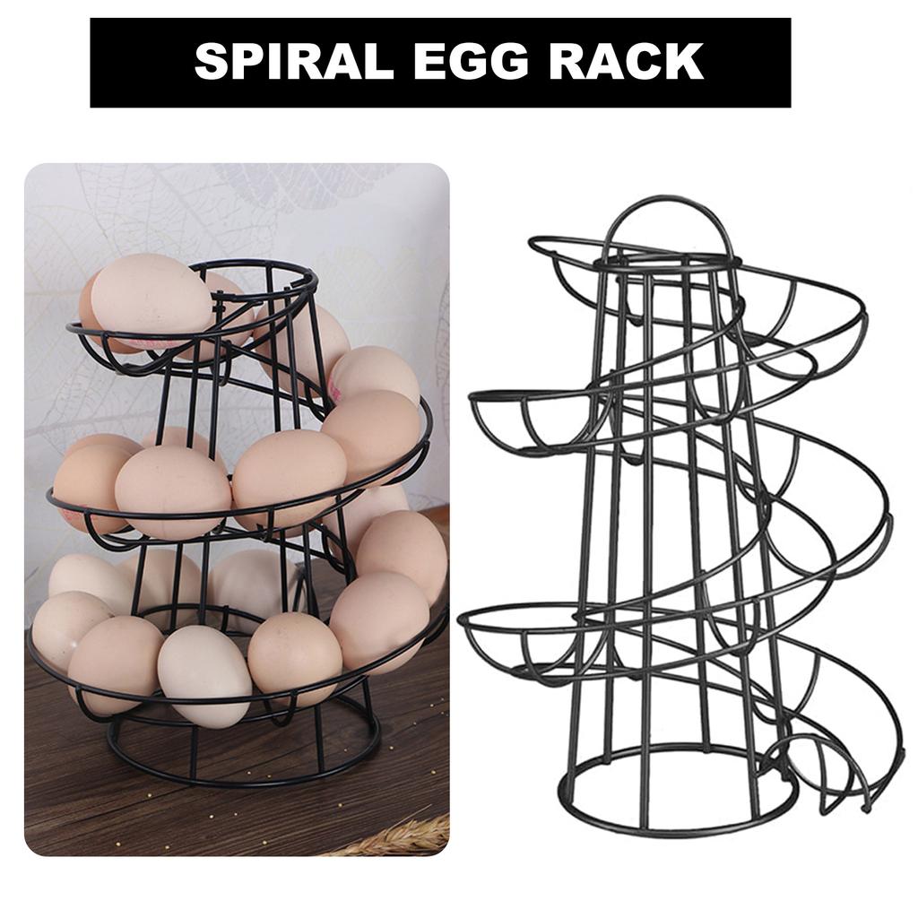 Spiral Egg Rack Wrought Iron Egg Stand Multi-functional Metal Spiral Egg Basket Creative Egg Storage Shelf Kitchen Supplies
