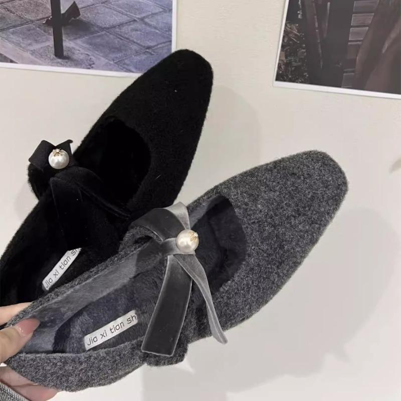 Anti-slip Single, Thick-heeled Single Shoes, Women's Fleece Shoes