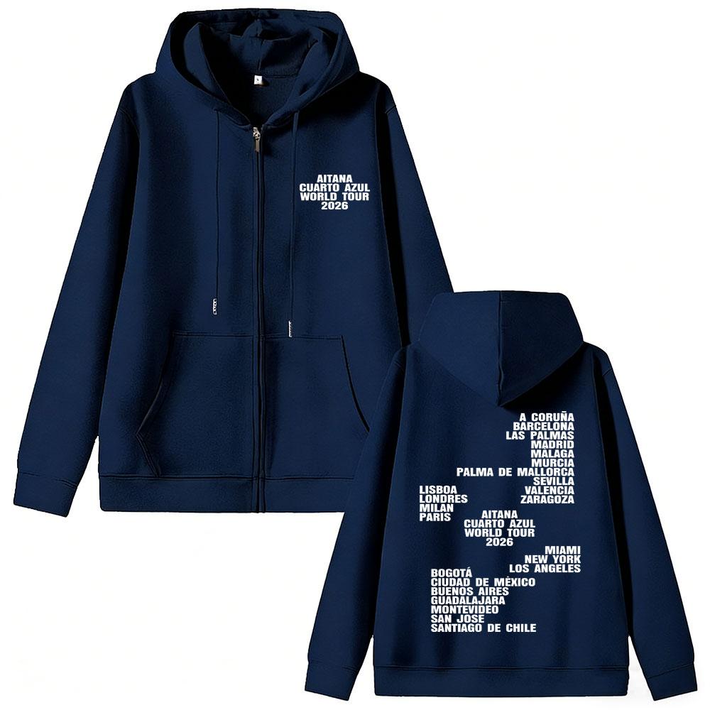 Singer Aitana World Tour Merch Zipper Hoodie Fans Gift Men Women Fashion Vintage Oversized Zip Up Jacket Coat
